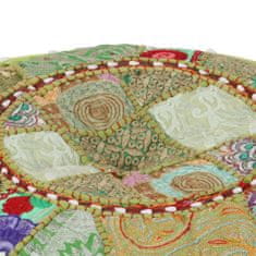 Vidaxl Sedací puf patchwork kulatý bavlna ruční výroba 40x20 cm zelený