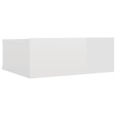 Greatstore Nástěnný noční stolek bílý vysoký lesk 40x30x15 cm dřevotříska