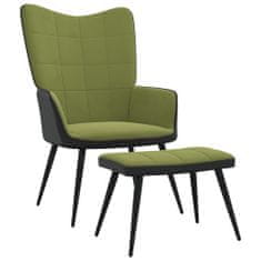 Greatstore Relaxační křeslo se stoličkou světle zelené samet a PVC