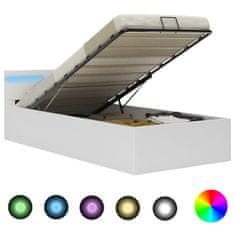 Greatstore Rám postele s LED úložný prostor bílý umělá kůže 100 x 200 cm