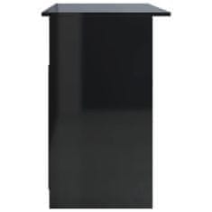 Greatstore Psací stůl se zásuvkami černý s leskem 110x50x76 cm dřevotříska