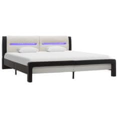Greatstore Rám postele s LED světlem černobílý umělá kůže 180 x 200 cm