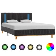 Greatstore Rám postele s LED světlem tmavě šedý textil 140 x 200 cm