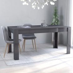 Greatstore Jídelní stůl šedý s vysokým leskem 160 x 80 x 76 cm dřevotříska