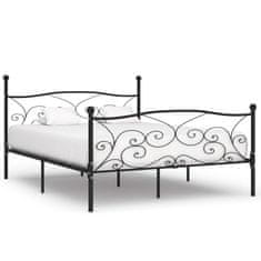 Greatstore Rám postele s laťkovým roštem černý kov 180 x 200 cm