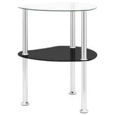Greatstore 2patrový stolek průhledný a černý 38 x 38 x 50 cm tvrzené sklo