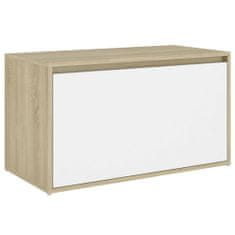 Greatstore Lavice do předsíně 80x40x45 cm bílá a dub sonoma dřevotříska