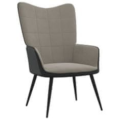 Greatstore Relaxační křeslo se stoličkou světle šedé samet a PVC
