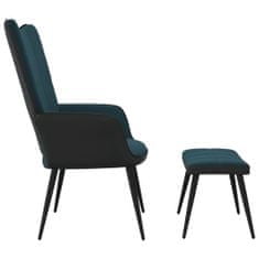 Greatstore Relaxační křeslo se stoličkou modré samet a PVC