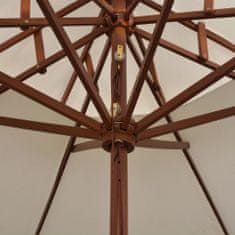 Greatstore Dvoupatrový slunečník s dřevěnou tyčí, 270x270 cm, krémově bílá