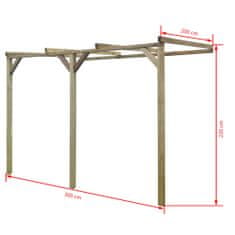 Greatstore Zahradní pergola ke zdi 2 x 3 x 2,2 cm dřevo