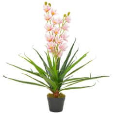 Greatstore Umělá rostlina orchidej s květináčem růžová 90 cm