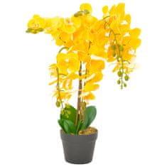 Greatstore Umělá rostlina orchidej s květináčem žlutá 60 cm