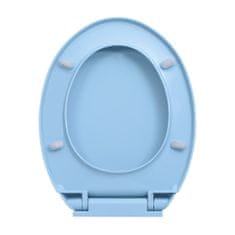 Greatstore WC sedátko s pomalým sklápěním rychloupínací modré oválné