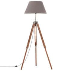 Vidaxl Stojací lampa stativ medově hnědá a šedá masivní teak 141 cm