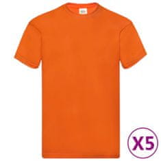 Greatstore Fruit of the Loom Originální trička 5 ks oranžová XXL bavlna