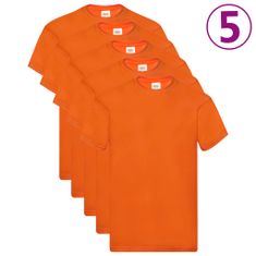 Greatstore Fruit of the Loom Originální trička 5 ks oranžová XXL bavlna