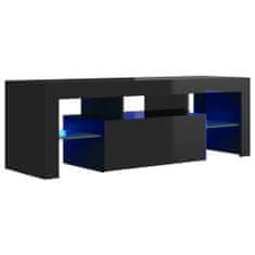 Greatstore TV skříňka s LED osvětlením černá s vysokým leskem 120x35x40 cm