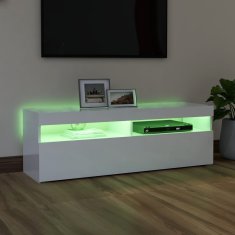 Greatstore TV skříňka s LED osvětlením bílá s vysokým leskem 120x35x40 cm