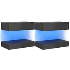 Greatstore TV skříňky s LED osvětlením 2 ks šedé s vysokým leskem 60x35cm