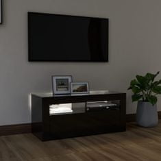 Greatstore TV skříňka s LED osvětlením černá s vysokým leskem 90x35x40 cm