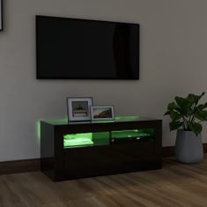 Greatstore TV skříňka s LED osvětlením černá s vysokým leskem 90x35x40 cm