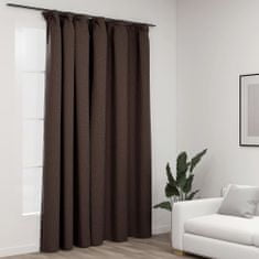 Greatstore Zatemňovací závěs s háčky vzhled lnu taupe 290 x 245 cm