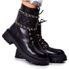 Dělnické boty s řetězem Black Caleanor velikost 40