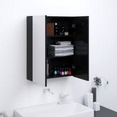 Greatstore Koupelnová skříňka se zrcadlem 60 x 15 x 75 cm MDF zářivě černá