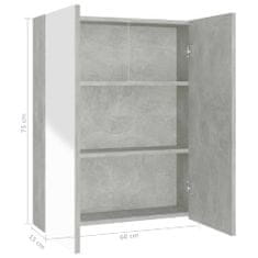 Greatstore Koupelnová skříňka se zrcadlem 60x15x75 cm MDF betonově šedá