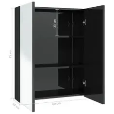 Greatstore Koupelnová skříňka se zrcadlem 60 x 15 x 75 cm MDF zářivě černá