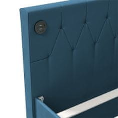 Vidaxl Lehátko s matrací a USB, modrá látka, 90x200 cm