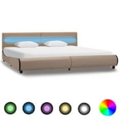 Greatstore Rám postele s LED cappuccino umělá kůže 180 x 200 cm
