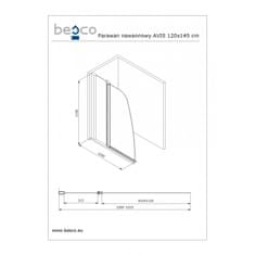 Besco Vanová zástěna AVIS Chrom/Leštěný hliník (ALU) Univerzální Levé / Pravé Čiré bezpečnostní sklo - 6 mm 120 cm