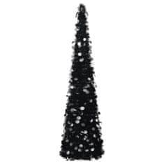 Greatstore Rozkládací umělý vánoční stromek černý 150 cm PET