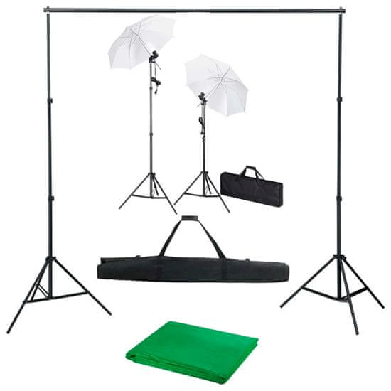 Greatstore Foto studio set s fotopozadím, osvětlením a deštníky