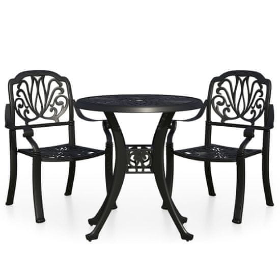 Vidaxl 3dílný bistro set litý hliník černý