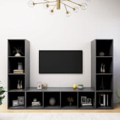 Greatstore TV skříňky 3 ks šedé 142,5 x 35 x 36,5 cm dřevotříska