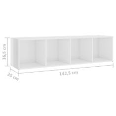 Greatstore TV stolky 3 ks bílé vysoký lesk 142,5x35x36,5 cm dřevotříska