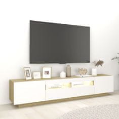 Greatstore TV skříňka s LED osvětlením bílá a dub sonoma 200 x 35 x 40 cm