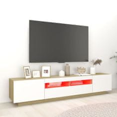 Greatstore TV skříňka s LED osvětlením bílá a dub sonoma 200 x 35 x 40 cm