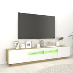 Greatstore TV skříňka s LED osvětlením bílá a dub sonoma 200 x 35 x 40 cm