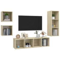 Greatstore 4dílný set TV skříněk dub sonoma dřevotříska