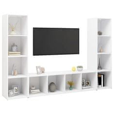 Greatstore TV stolky 3 ks bílé 142,5 x 35 x 36,5 cm dřevotříska