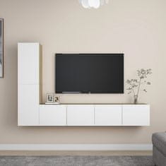 Greatstore 4dílný set TV skříněk bílý a dub sonoma dřevotříska