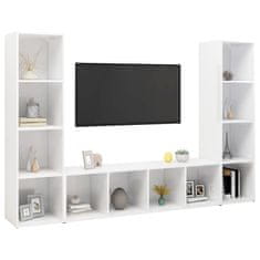 Greatstore TV stolky 3 ks bílé vysoký lesk 142,5x35x36,5 cm dřevotříska