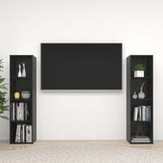 Greatstore TV skříňky 2 ks černé vysoký lesk 142,5x35x36,5 cm dřevotříska