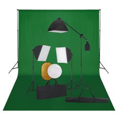 Greatstore Foto studio set se softboxy, fotopozadím a reflektorem