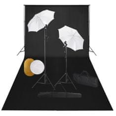 Greatstore Foto studio set s lampami, deštníky, pozadím a odraznou deskou