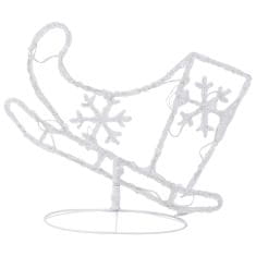 Greatstore Akryloví vánoční létající sobi a sáně 260x21x87cm studená bílá